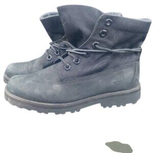 Timberland Unisex Kid's Courma Roll-Top Lace-Up Leather Boots Black US 5